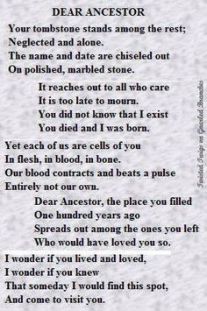 Ancestry tombstone poem
