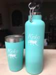 blue drink cup and water bottle